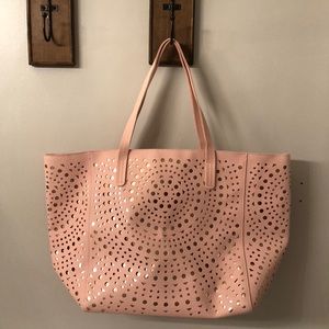 Bath and body works pink and gold tote